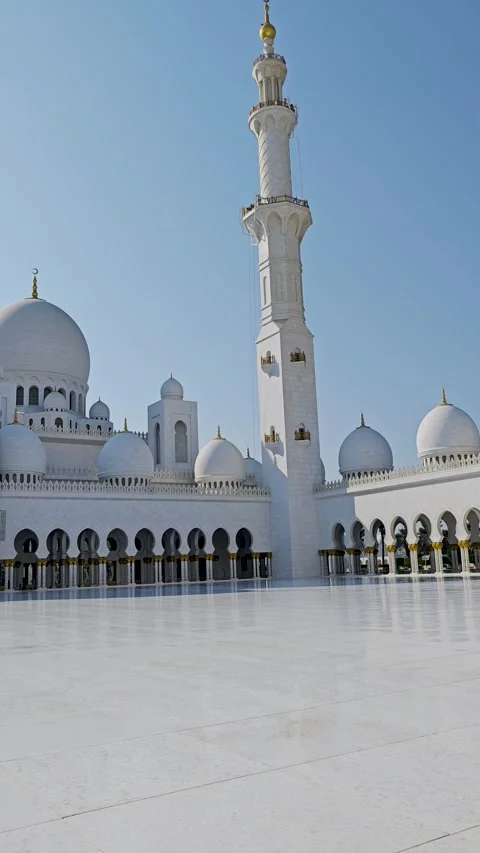 Sheikh Zayed Grand Mosque in Abu Dhabi, United Arab Emirates. 4K vertical video Stock Footage 321646494