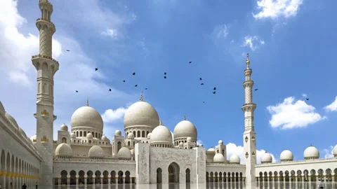 Sheikh Zayed Grand Mosque in Abu Dhabi with magnificent Islamic architecture Stock Footage 344410503