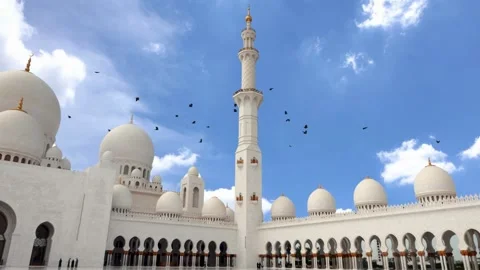 Sheikh Zayed Grand Mosque in Abu Dhabi at sunset timelapse Stock Footage 344410783