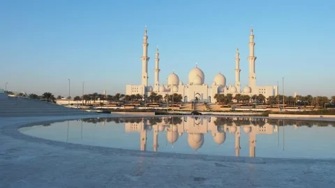 Sheikh Zayed Grand Mosque and Wahat Al Karama Monument in Abu Dhabi, UAE Stock Footage 85965081