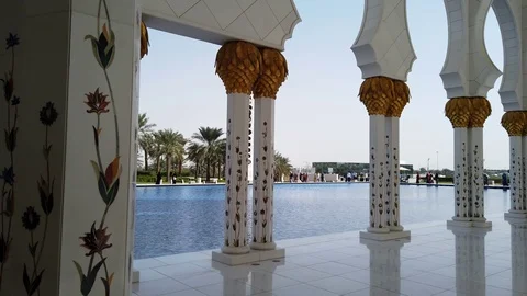 Sheikh Zayed Grand Mosque columns Stock Footage 102543490