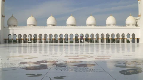 Sheikh Zayed Grand Mosque columns and domes, Abu Dhabi, UAE Stock Footage 172535221