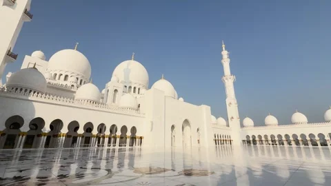 Sheikh Zayed Grand Mosque courtyard and domes in Abu Dhabi, UAE Stock Footage 330083115