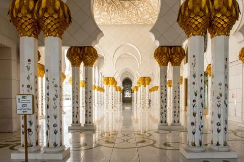 The Sheikh Zayed Grand Mosque, inside courtyard view, Abu Dhabi, UAE. Photos