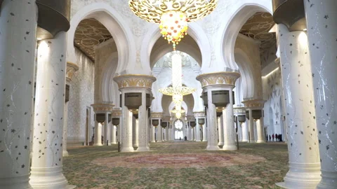 The Sheikh Zayed Grand Mosque interior, Abu Dhabi, UAE Stock Footage 168024862