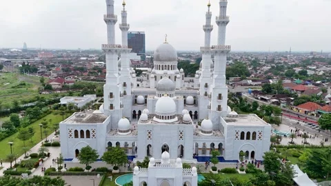 Sheikh Zayed Grand Mosque in Solo, Indonesia. Aerial view Stock Footage 303843358