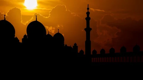 The Sheikh Zayed Grand Mosque at Sunset, Abu Dhabi, United Arab Emirates Stock Footage 102377012