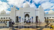 Sheikh Zayed Grand Mosque Timelapse Hyperlapse Located In Abu Dhabi - Capital Stock Footage