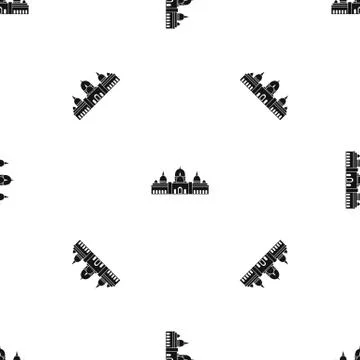 Sheikh Zayed Grand Mosque, UAE pattern seamless black Ilustração Stock