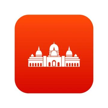 Sheikh Zayed Grand Mosque, UAE icon digital red Stock Illustration