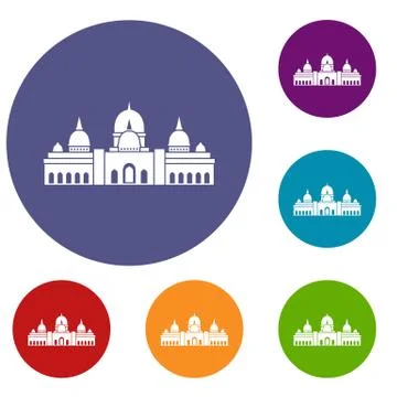 Sheikh Zayed Grand Mosque, UAE icons set Stock Illustration