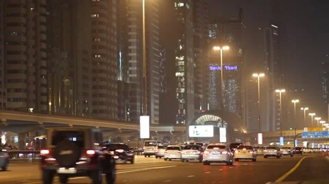 Sheikh Zayed highway Dubai Stock Footage 44458069