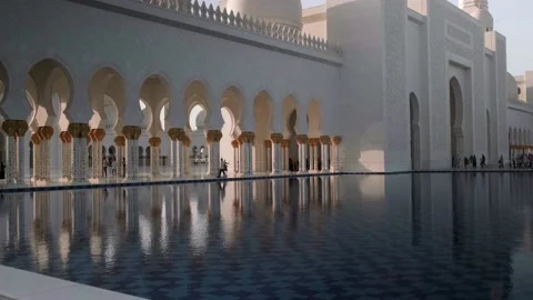 Sheikh Zayed Mosque in Abu Dhabi is the most famous mosque Stock Footage 234575980