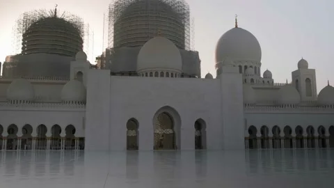 Sheikh Zayed Mosque in Abu Dhabi under restoration Stock Footage 234576156