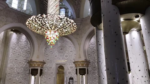 Sheikh Zayed Mosque in Abu Dhabi - the most famous mosque Stock Footage 240135393