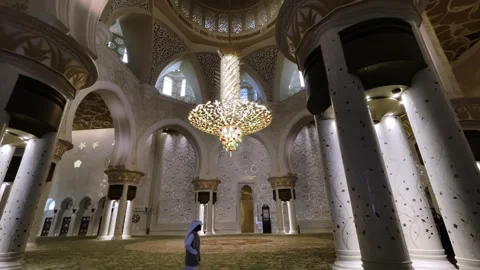 Sheikh Zayed Mosque in Abu Dhabi - the most famous mosque, beautiful mosque Stock Footage 240135410