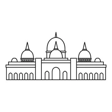 Sheikh Zayed mosque, Abu Dhabi icon, outline style Ilustração Stock