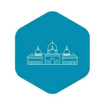 Sheikh Zayed mosque, Abu Dhabi icon, outline style Ilustração Stock