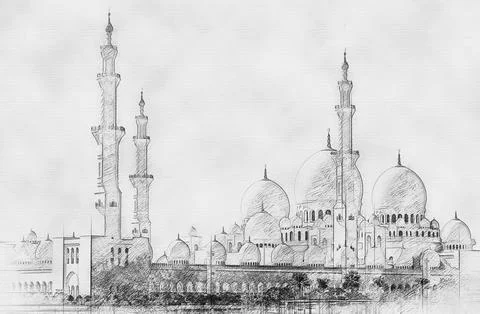 Sheikh Zayed Mosque in Abu Dhabi Stock Illustration