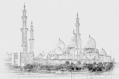 Sheikh Zayed Mosque in Abu Dhabi Stock Illustration