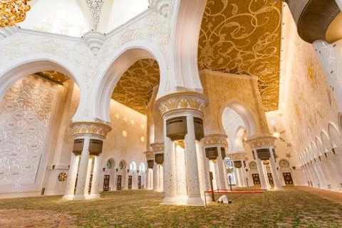 Sheikh Zayed Mosque in Abu Dhabi Interior View Stock Photos