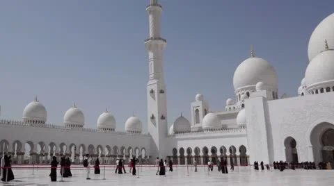 Sheikh Zayed Mosque Pan Stock Footage 12560874