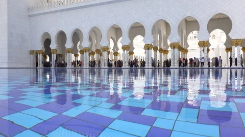 Sheikh Zayed mosque, Sunny day. The United Arab Emirates, Abu Dhabi, March 2017 Stock Footage 114652481