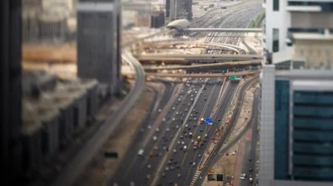 Sheikh Zayed Rd, traffic and new high rise buildings along Dubai's main road Video stock 7735831