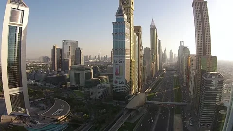 Sheikh Zayed Road Dubai Drone Stock Footage 172549193