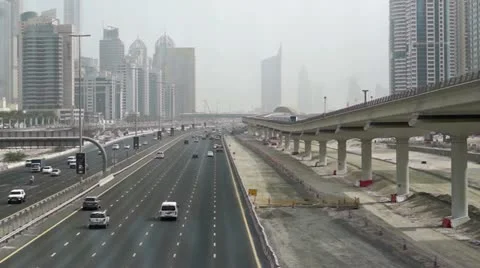 Sheikh Zayed Road from a Metrobridge Stock Footage 12435899
