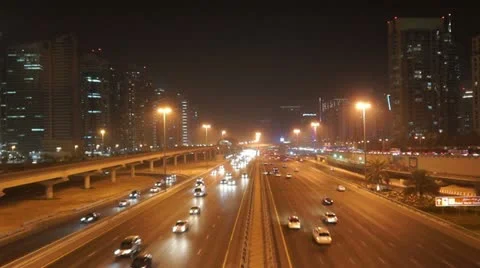 Sheikh Zayed road at night Stock Footage 12478258