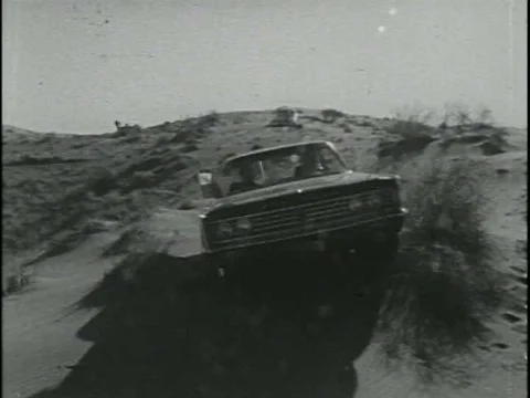 Sheikh Zayed, ruler of Abu Dhabi, is followed by his gunmen in jeeps, and Stock Footage 75188885