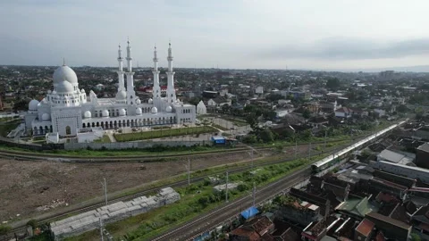Sheikh Zayed Solo Mosque is a big Mosque in Surakarta Stock Footage 221854450