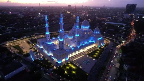 Sheikh Zayed Solo Mosque is a big Mosque in Surakarta Stock Footage 225769763