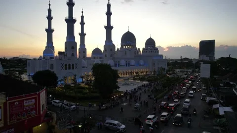 Sheikh Zayed Solo Mosque is a big Mosque in Surakarta Stock Footage 225770222