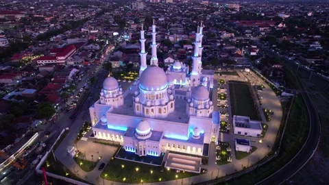 Sheikh Zayed Solo Mosque is a big Mosque in Surakarta Stock Footage 225770712