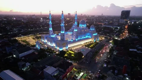Sheikh Zayed Solo Mosque is a big Mosque in Surakarta Stock Footage 225770936
