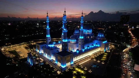 Sheikh Zayed Solo Mosque is a big Mosque in Surakarta Stock Footage 225772511