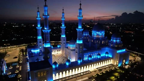 Sheikh Zayed Solo Mosque is a big Mosque in Surakarta Stock Footage 225772941