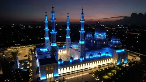 Sheikh Zayed Solo Mosque is a big Mosque in Surakarta Stock Footage 225774959