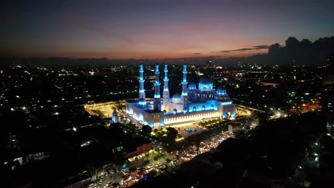 Sheikh Zayed Solo Mosque is a big Mosque in Surakarta Stock Footage 225776270