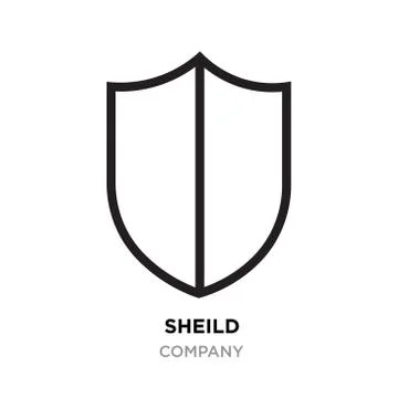Sheild logo, thin line modern icon isolated on white background Stock Illustration