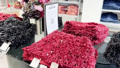 SHEIN Paris Store Interior, BHV Marais: Fast Fashion Retail Experience in High Stock Footage 322570066