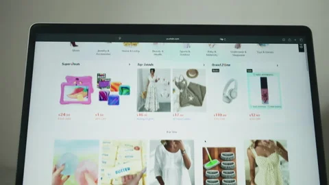 SHEIN website homepage on a computer screen, highlighting online shopping Stock Footage 333538214