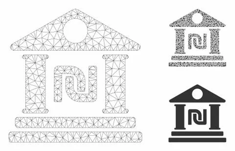 Shekel Bank Building Vector Mesh Wire Frame Model and Triangle Mosaic Icon Ilustración de archivo