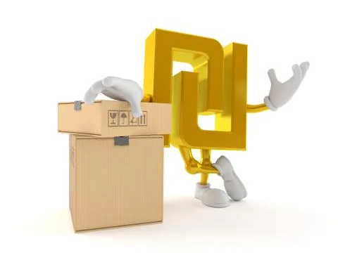 Shekel character with stack of boxes Stock Illustration