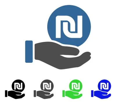 Shekel Coin Payment Hand Flat Icon Stock Illustration