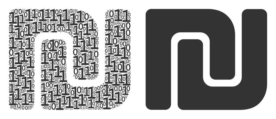 Shekel Collage of Binary Digits Illustrazione stock