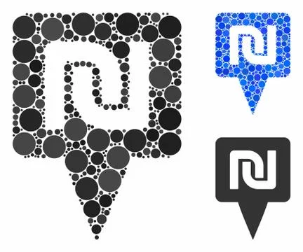 Shekel map pointer Mosaic Icon of Circles Stock Illustration