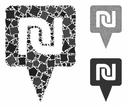 Shekel map pointer Mosaic Icon of Rugged Parts Illustrazione stock